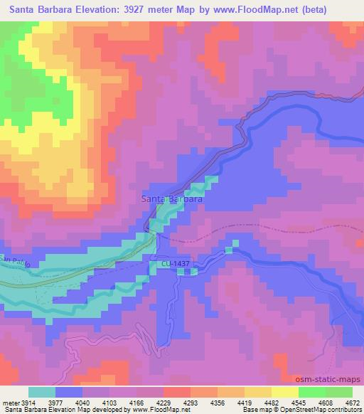 Santa Barbara,Peru Elevation Map