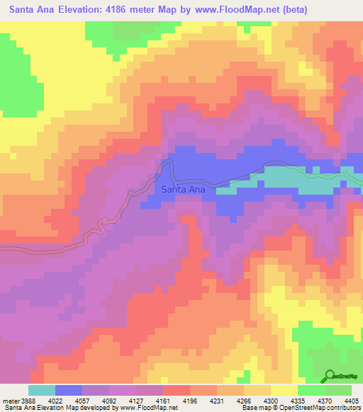 Santa Ana,Peru Elevation Map