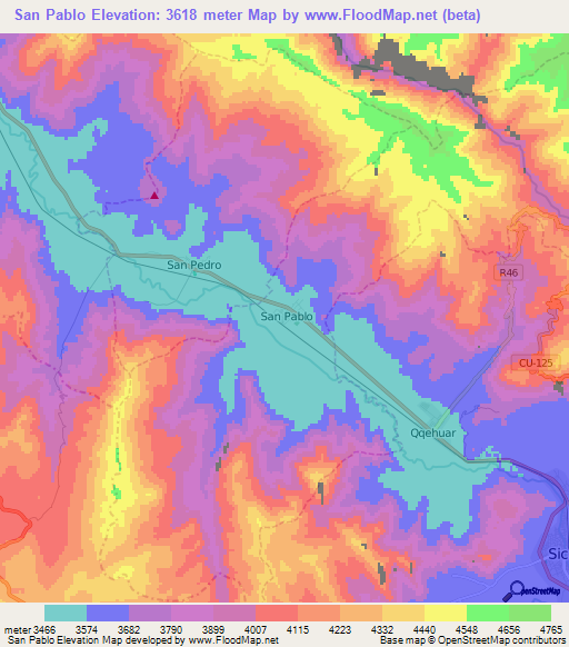 San Pablo,Peru Elevation Map
