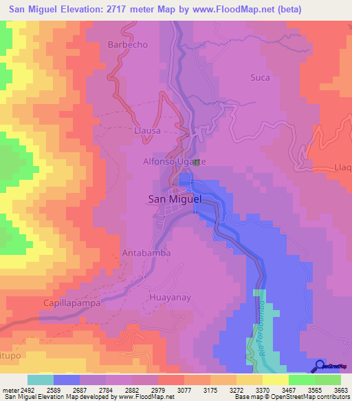 San Miguel,Peru Elevation Map