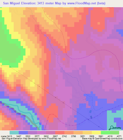 San Miguel,Peru Elevation Map