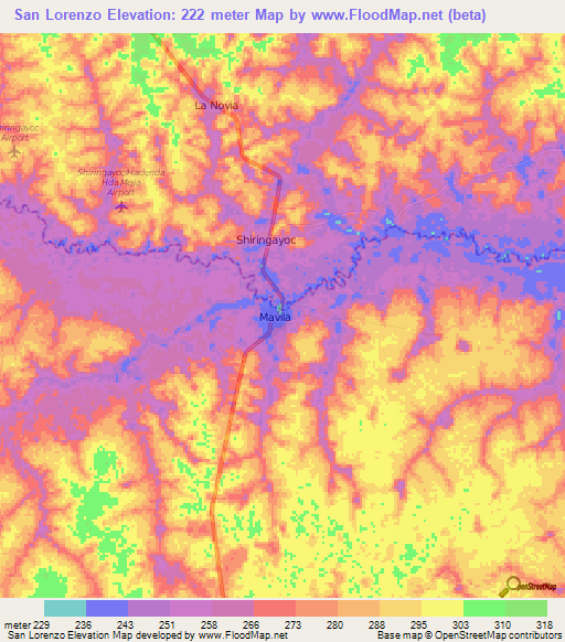 San Lorenzo,Peru Elevation Map