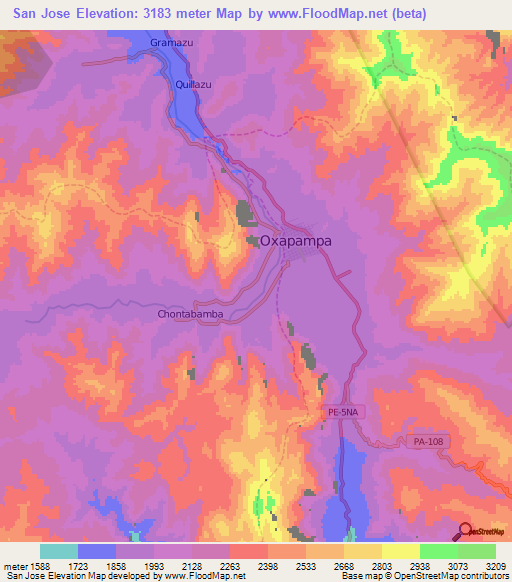 San Jose,Peru Elevation Map