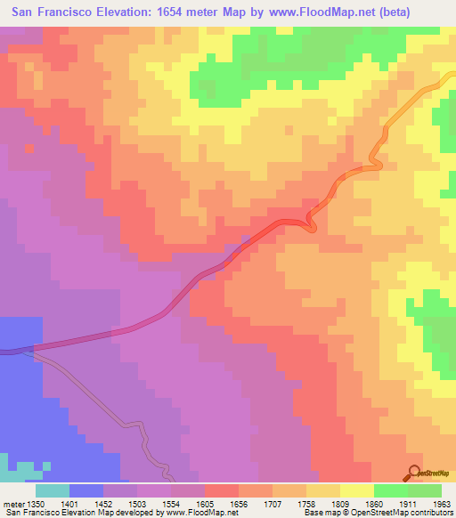 San Francisco,Peru Elevation Map