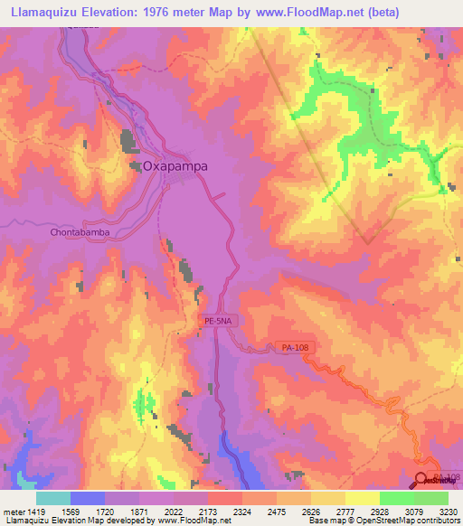 Llamaquizu,Peru Elevation Map