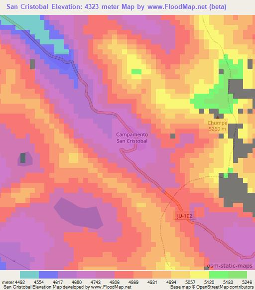 San Cristobal,Peru Elevation Map
