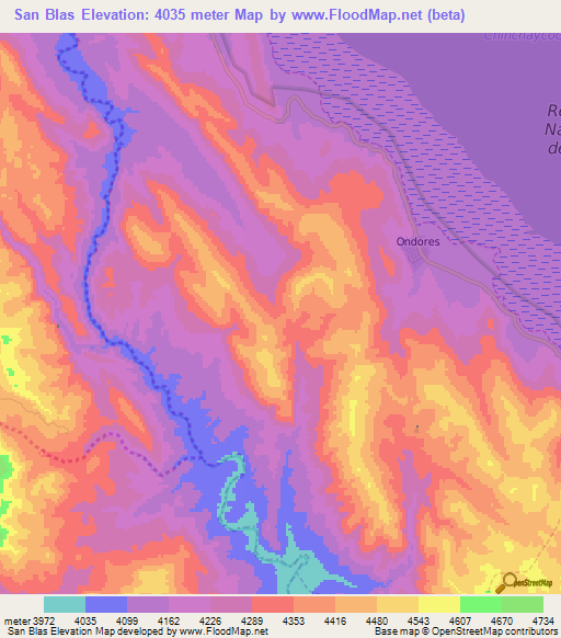 San Blas,Peru Elevation Map