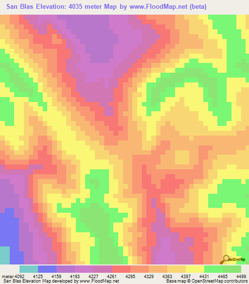 San Blas,Peru Elevation Map