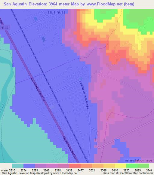 San Agustin,Peru Elevation Map