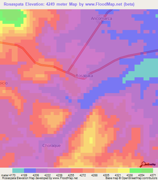 Rosaspata,Peru Elevation Map