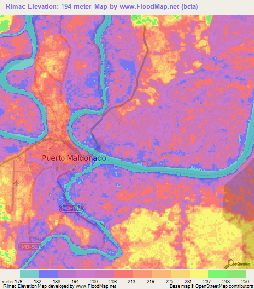 Rimac,Peru Elevation Map
