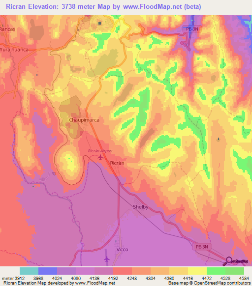 Ricran,Peru Elevation Map