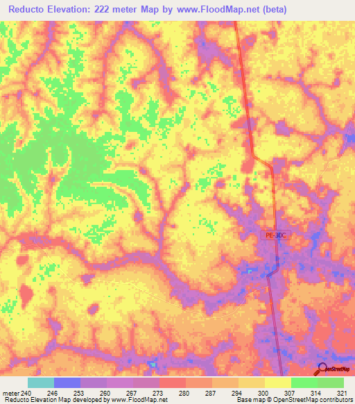 Reducto,Peru Elevation Map