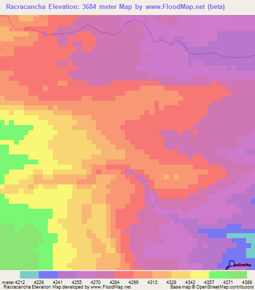 Racracancha,Peru Elevation Map