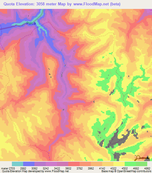 Quota,Peru Elevation Map
