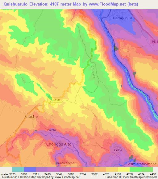 Quishuarulo,Peru Elevation Map