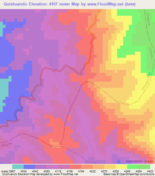 Quishuarulo,Peru Elevation Map