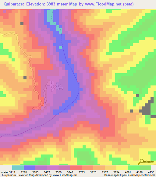 Quiparacra,Peru Elevation Map