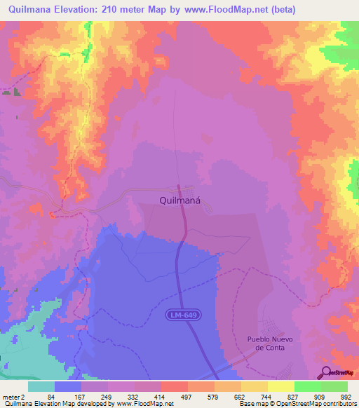 Quilmana,Peru Elevation Map