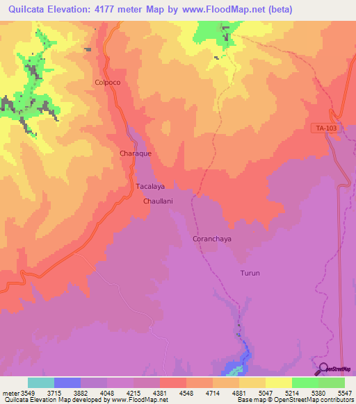 Quilcata,Peru Elevation Map