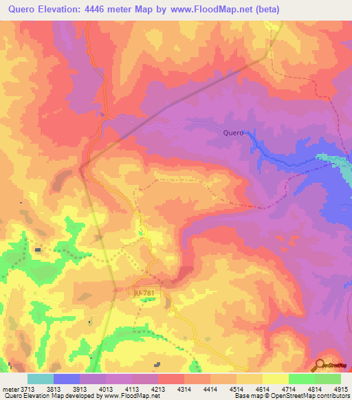 Quero,Peru Elevation Map