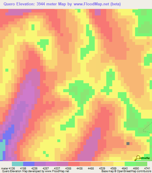 Quero,Peru Elevation Map