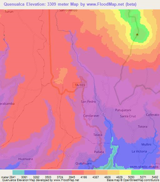 Quenualca,Peru Elevation Map