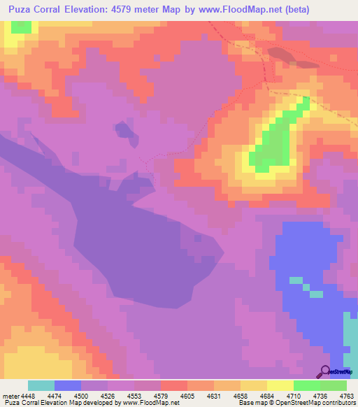 Puza Corral,Peru Elevation Map