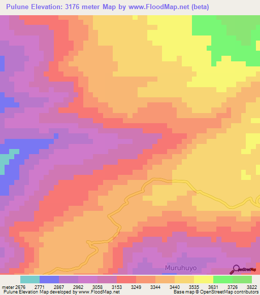 Pulune,Peru Elevation Map