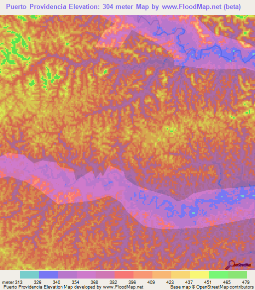 Puerto Providencia,Peru Elevation Map