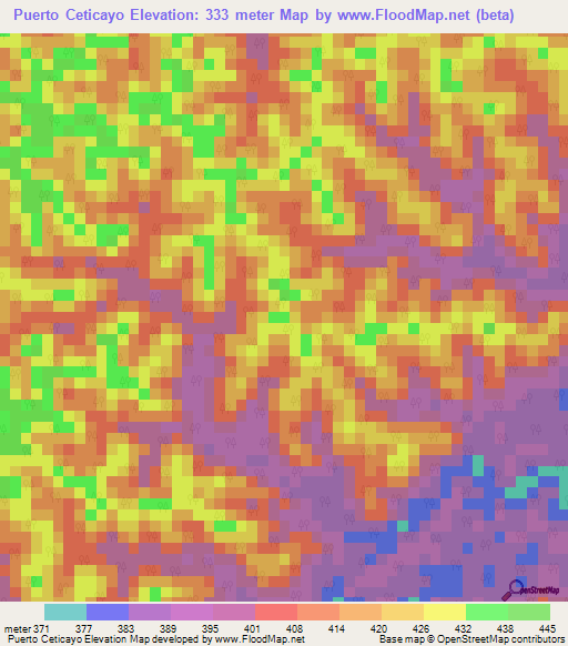 Puerto Ceticayo,Peru Elevation Map
