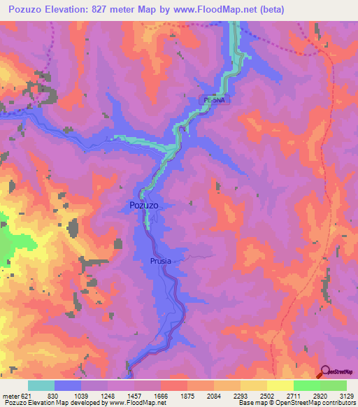 Pozuzo,Peru Elevation Map