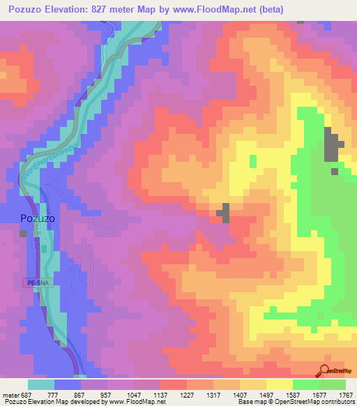 Pozuzo,Peru Elevation Map