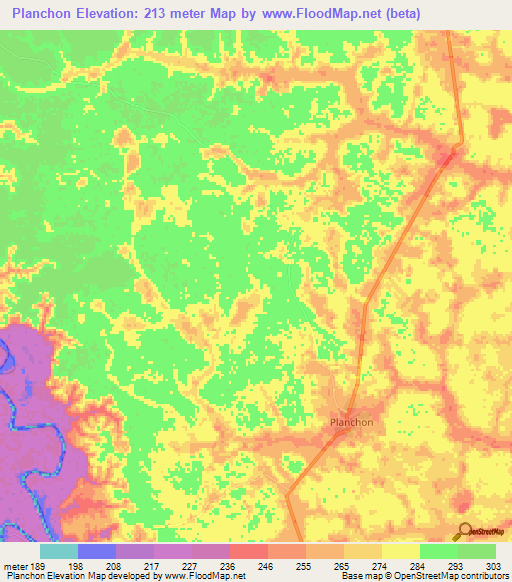 Planchon,Peru Elevation Map