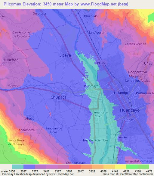 Pilcomay,Peru Elevation Map