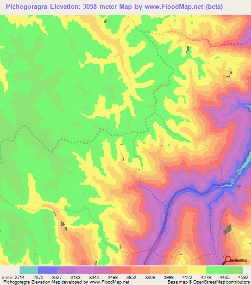 Pichogoragra,Peru Elevation Map
