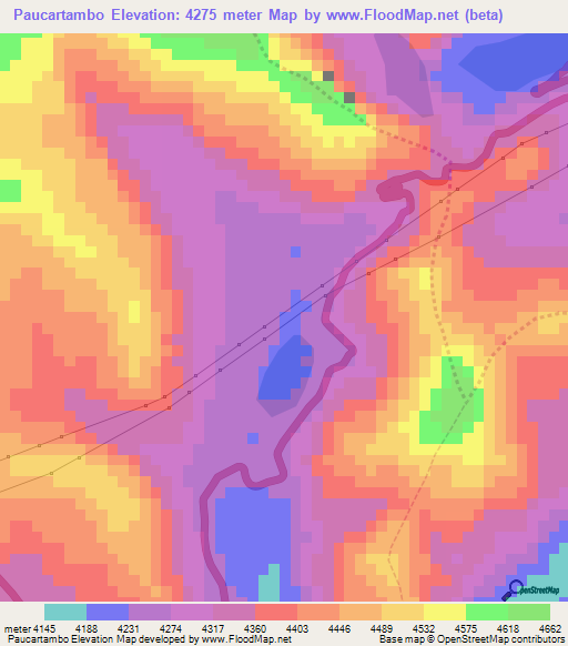 Paucartambo,Peru Elevation Map