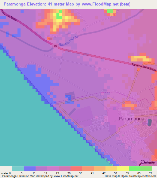 Paramonga,Peru Elevation Map