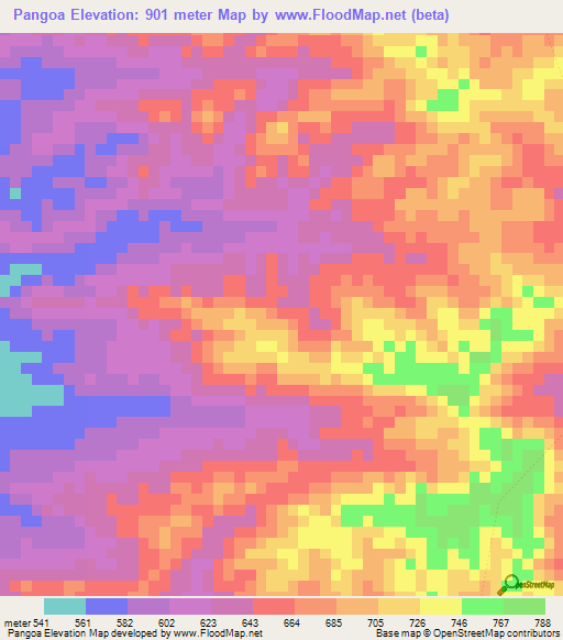 Pangoa,Peru Elevation Map