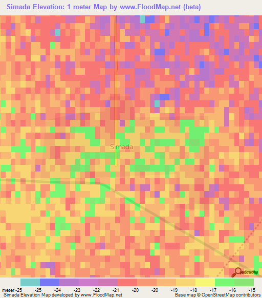 Simada,Azerbaijan Elevation Map