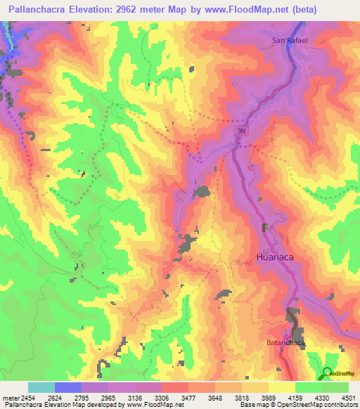 Pallanchacra,Peru Elevation Map