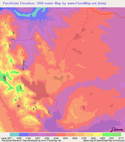 Pacoliclan,Peru Elevation Map