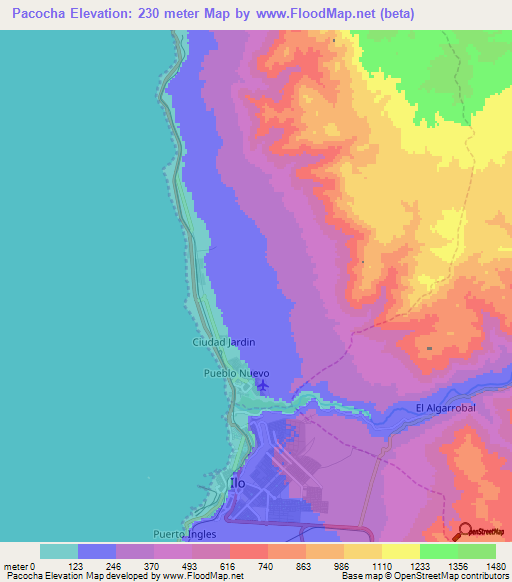 Pacocha,Peru Elevation Map