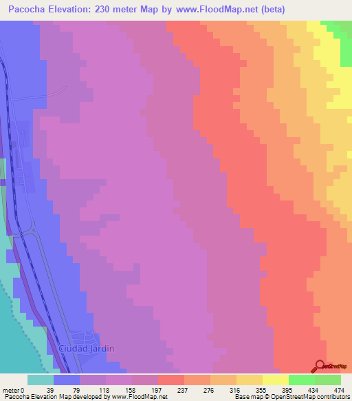 Pacocha,Peru Elevation Map