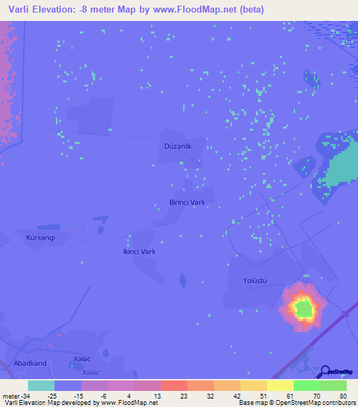 Varli,Azerbaijan Elevation Map