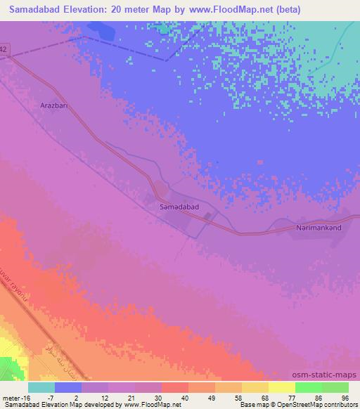 Samadabad,Azerbaijan Elevation Map