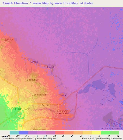 Cinarli,Azerbaijan Elevation Map