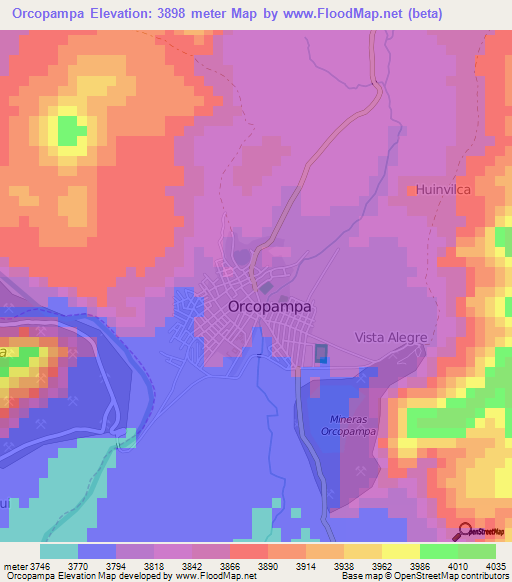 Orcopampa,Peru Elevation Map