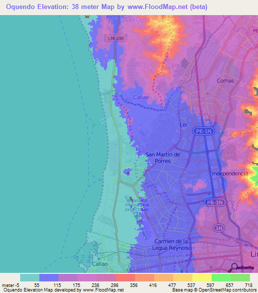 Oquendo,Peru Elevation Map