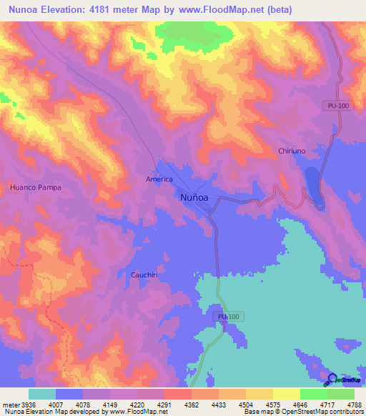 Nunoa,Peru Elevation Map